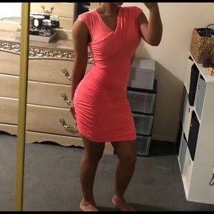 XS BEBE bodycon slouch coral dress